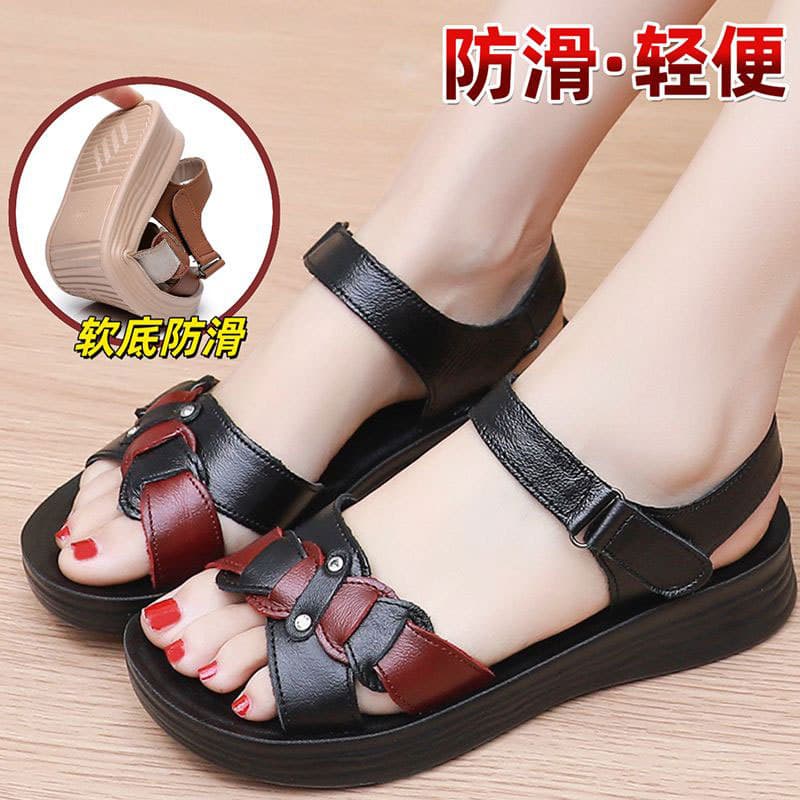 Anti-Slip Slippers for the Elderly, Women's Summer Outdoor Wear, Thick-Soled Mom Shoes, Summer Slippers for Middle-Aged and Elderly Women, Soft-Soled Slippers