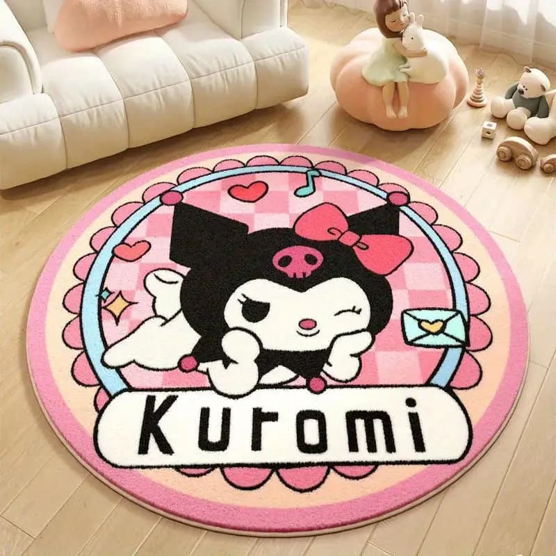 Wholesale Cute Cartoon Round Carpet, Girl's Heart Children's Room Faux Cashmere Living Room Floor Mat, Home Use Foot Mat Room Rug