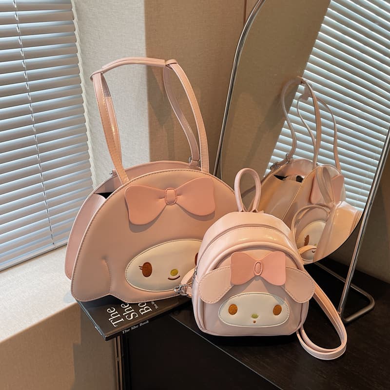 Cute Kuromi Cartoon Crossbody Bag, Fashion Women's PU Shoulder Bag, Casual Lipstick Key Small Bag