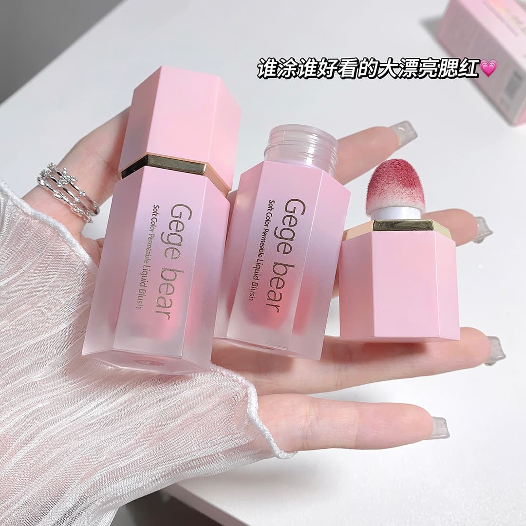 Gegebear Sheer Pink Liquid Blush Natural Highlighter Eyeshadow Contour Face Blush Cream Cross-border Cosmetics