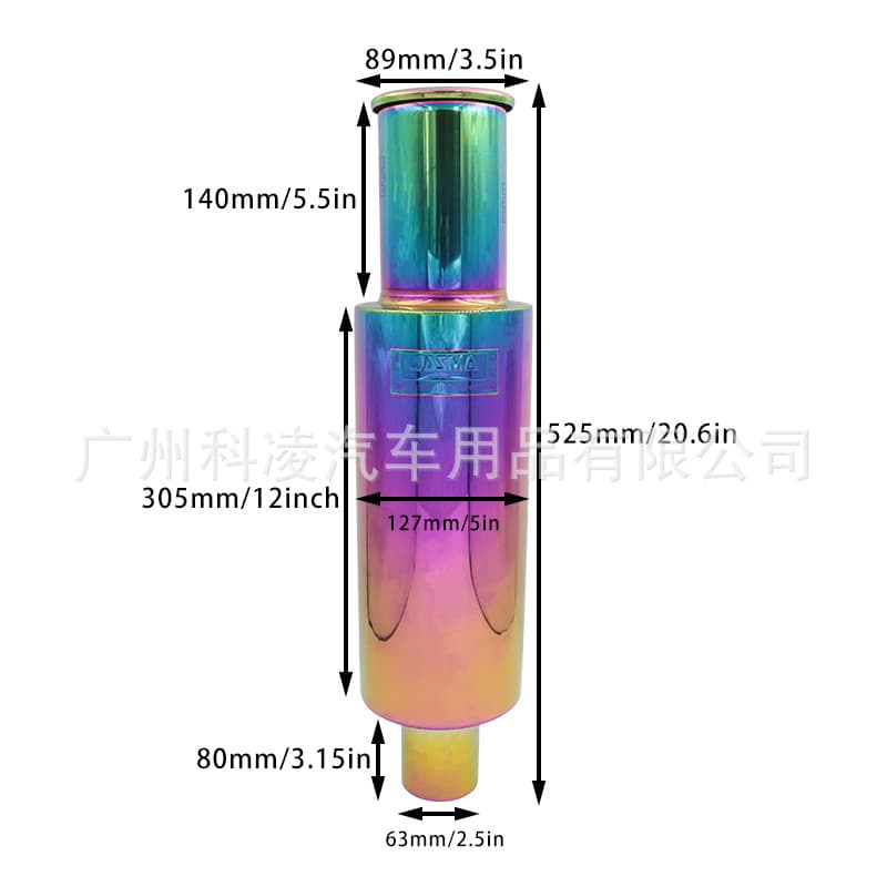 Universal Stainless Steel Straight Exhaust Pipe Rolled Tip Muffler for Car Modification, Colorful Rolled Edge HKS Spoon Sport