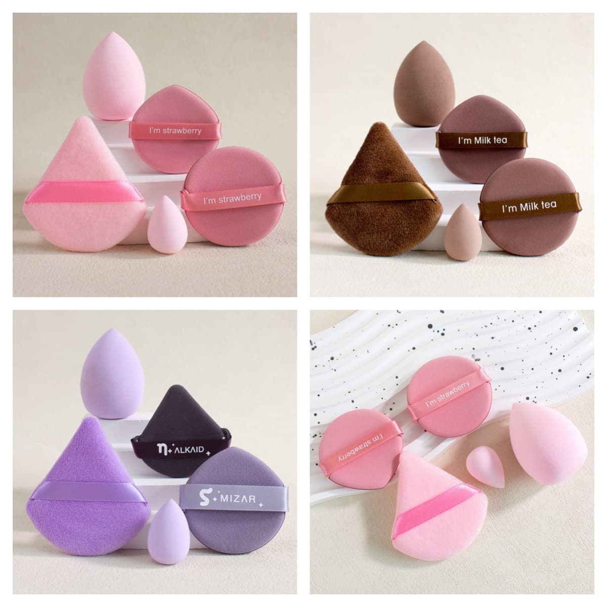 Cross-border popular solid color 5-piece powder puff set Beauty Egg Thumb Powder Puff Cotton Powder Puff Mini Powder Puff Set