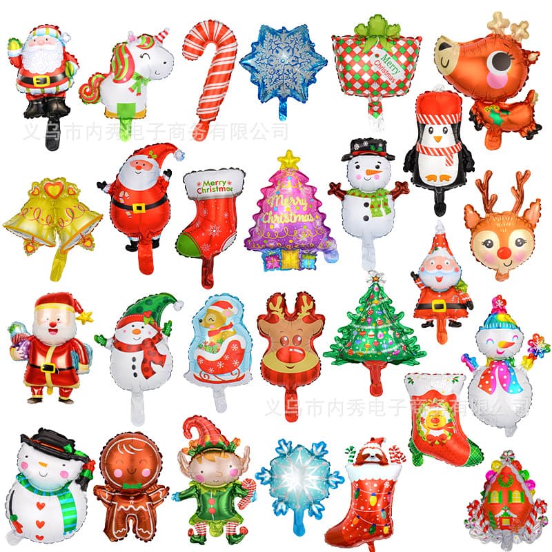 Mini Cartoon Christmas Party Decoration Balloons Aluminum Foil Balloons For Christmas Party Decoration Office Culture