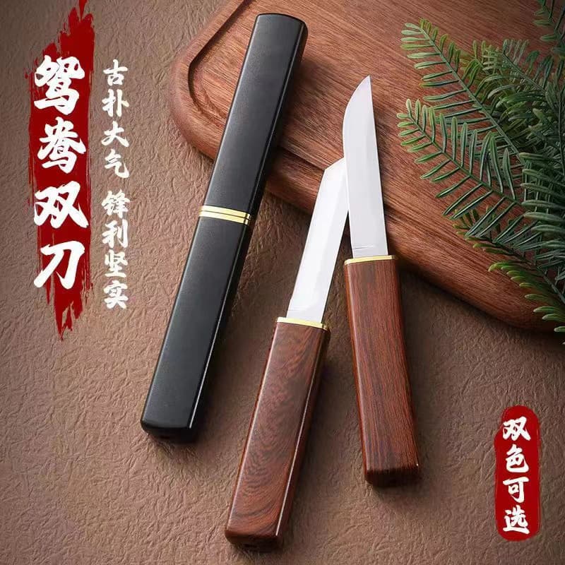 Factory Direct Sales Dragon and Phoenix Double-Edged Knife, Stainless Steel Fruit Knife, Kitchen Peeler, Portable Camping Knife Manufacturer