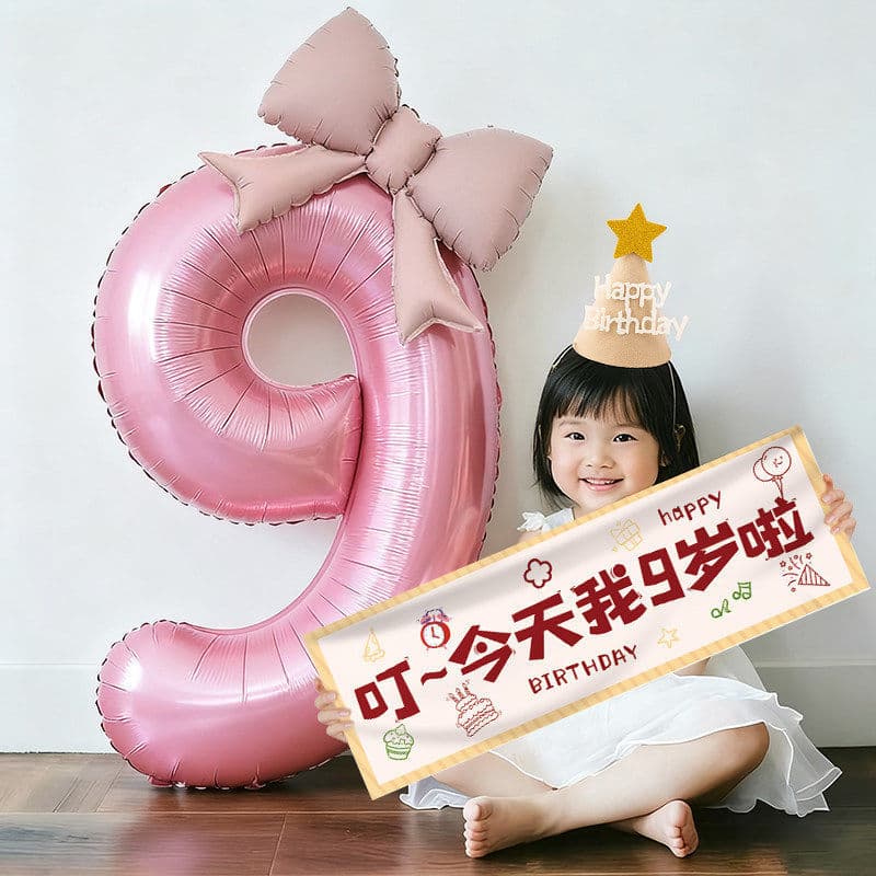 Little Girl Birthday Party Decoration Scene Girl Number Balloon Kids 5th Happy 3 Ceremony Photo Props