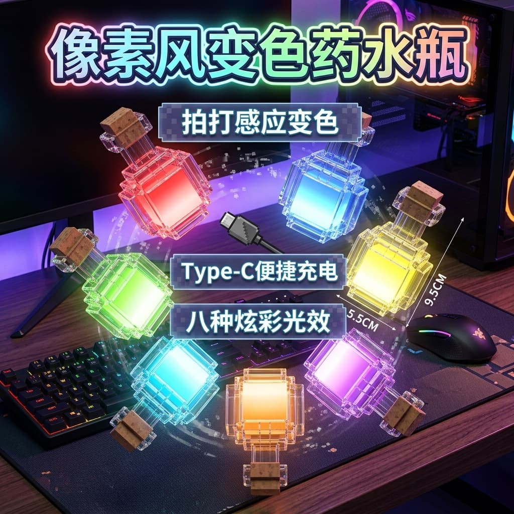 Minecraft Diamond Ore Lamp Color-Changing Potion Bottle Minecraft Torch Model Gift Night Light