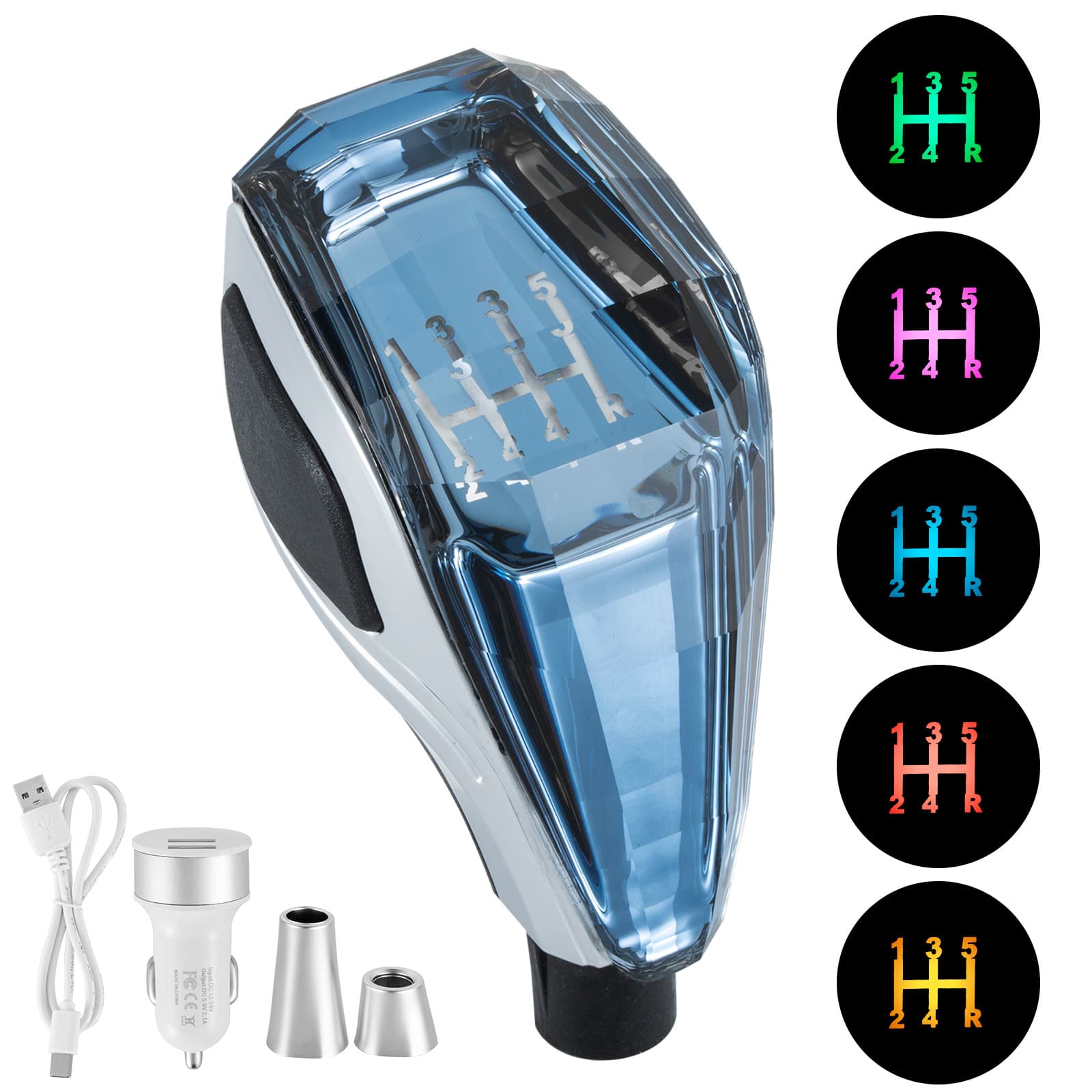 Toyota Mazda Mitsubishi Car Modification LED Automatic Crystal Gear Shift Lever Head Glowing Gear Shift Tip Universal Fit