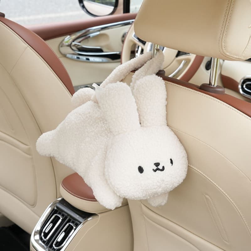 Car Seat Back Tissue Box Holder, Creative Cute Pet Car Hanging Tissue Dispenser, Cartoon Plush Bear