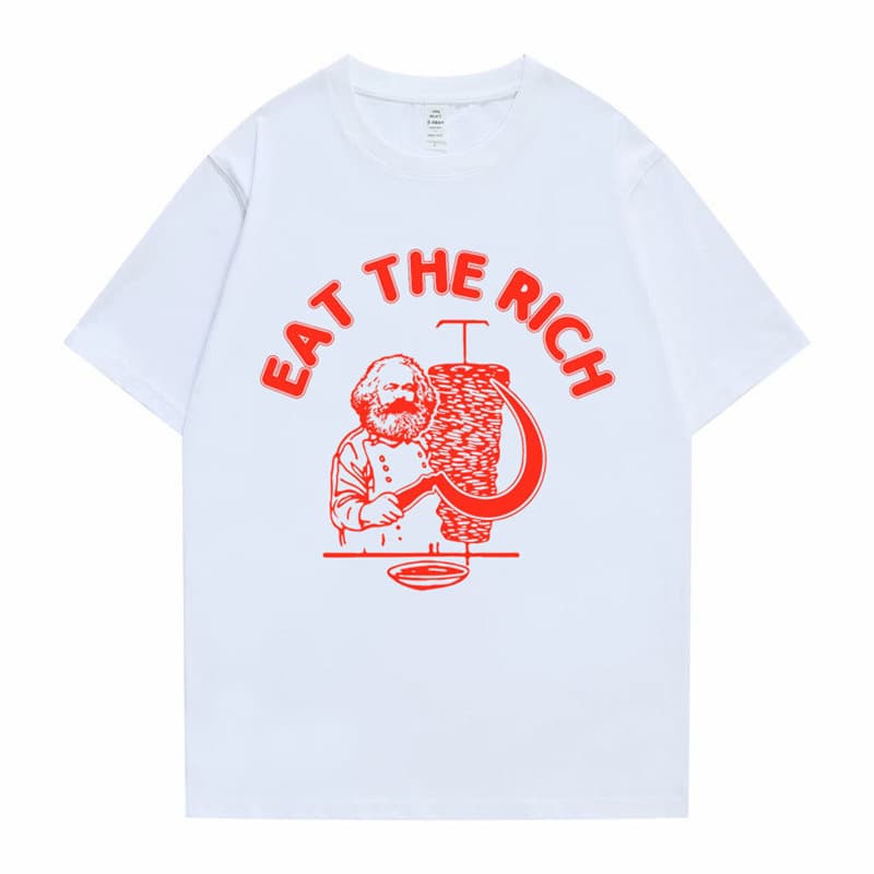New Funny Men Women Casual Oversized Tshirt Eat The Rich Don
