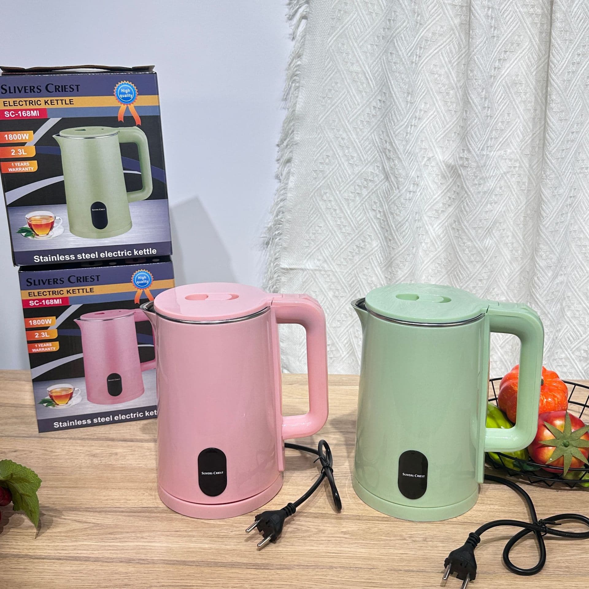 European Standard 2.3L Electric Kettle with Rubber Coating, Large Capacity, European Plug, Household Kettle, Factory