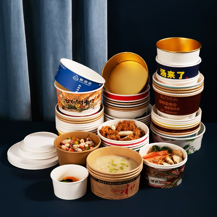 Custom Printed Wholesale Disposable Paper Bowls, Preferred Light Meal Takeout Packaging Boxes, Round Paper Food Containers, Food-Grade Material