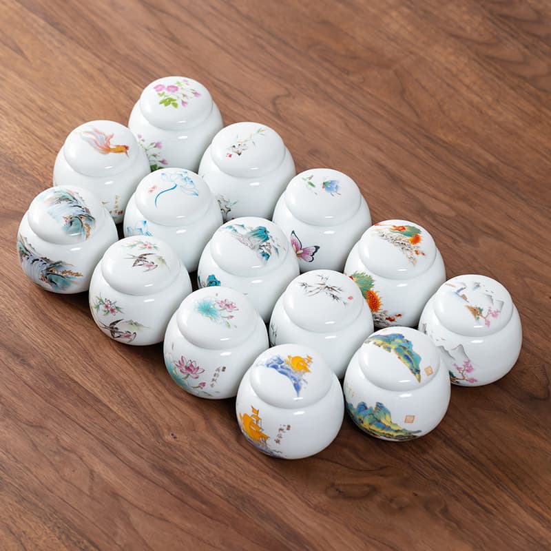 Fujian Dehua High White Porcelain Tea Caddy Ceramic Small Sealed Container Storage Jar Tea Packaging Mini Fragrant Powder Wholesale
