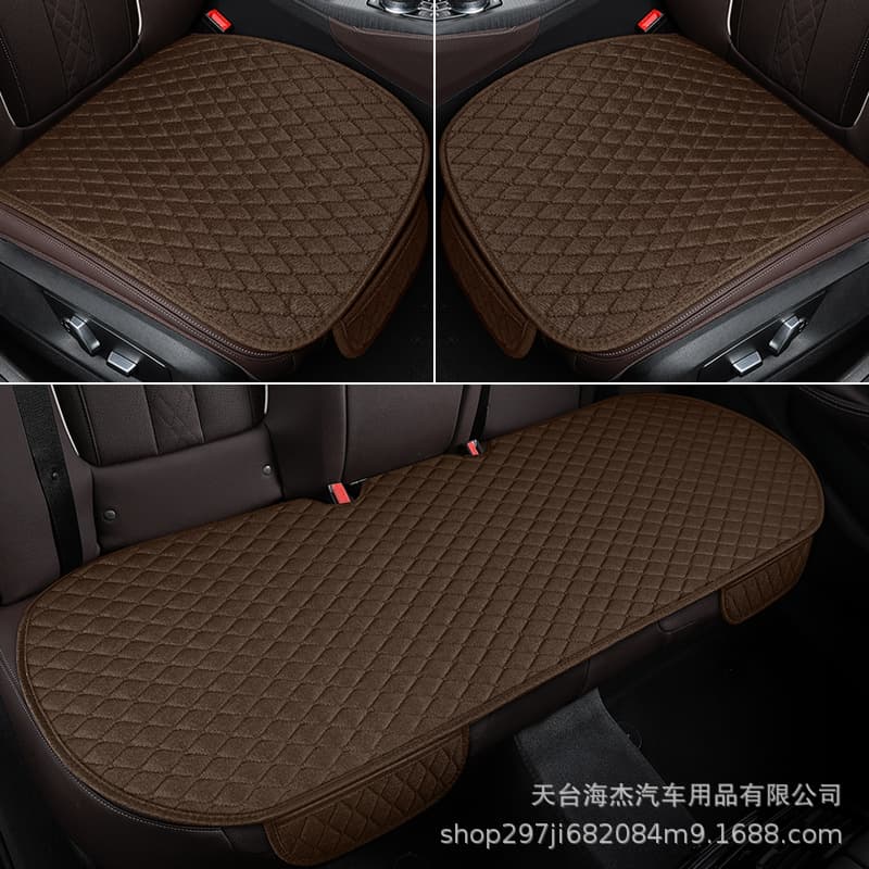 Anti-slip Small Shaped Hemp Prevention Three-piece Set Backrest Universal Four Seasons Car Seat Cushion Small Three-piece