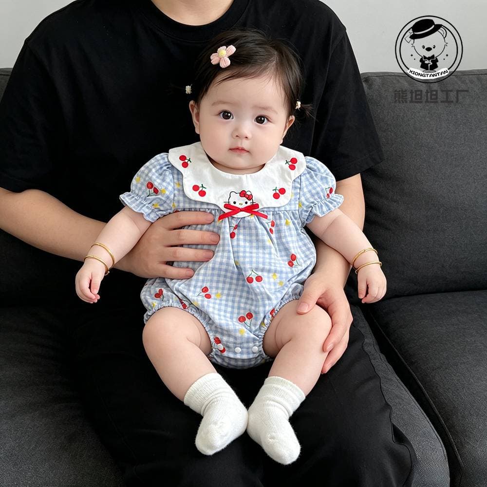 Summer baby clothes, thin short-sleeved baby girl's baby clothes, little one month old princess style summer little one month old jumpsuit
