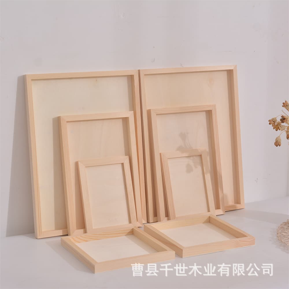 Wooden clay picture frame diy three-dimensional art work frame snowflake mud kindergarten solid wood photo frame oil painting frame