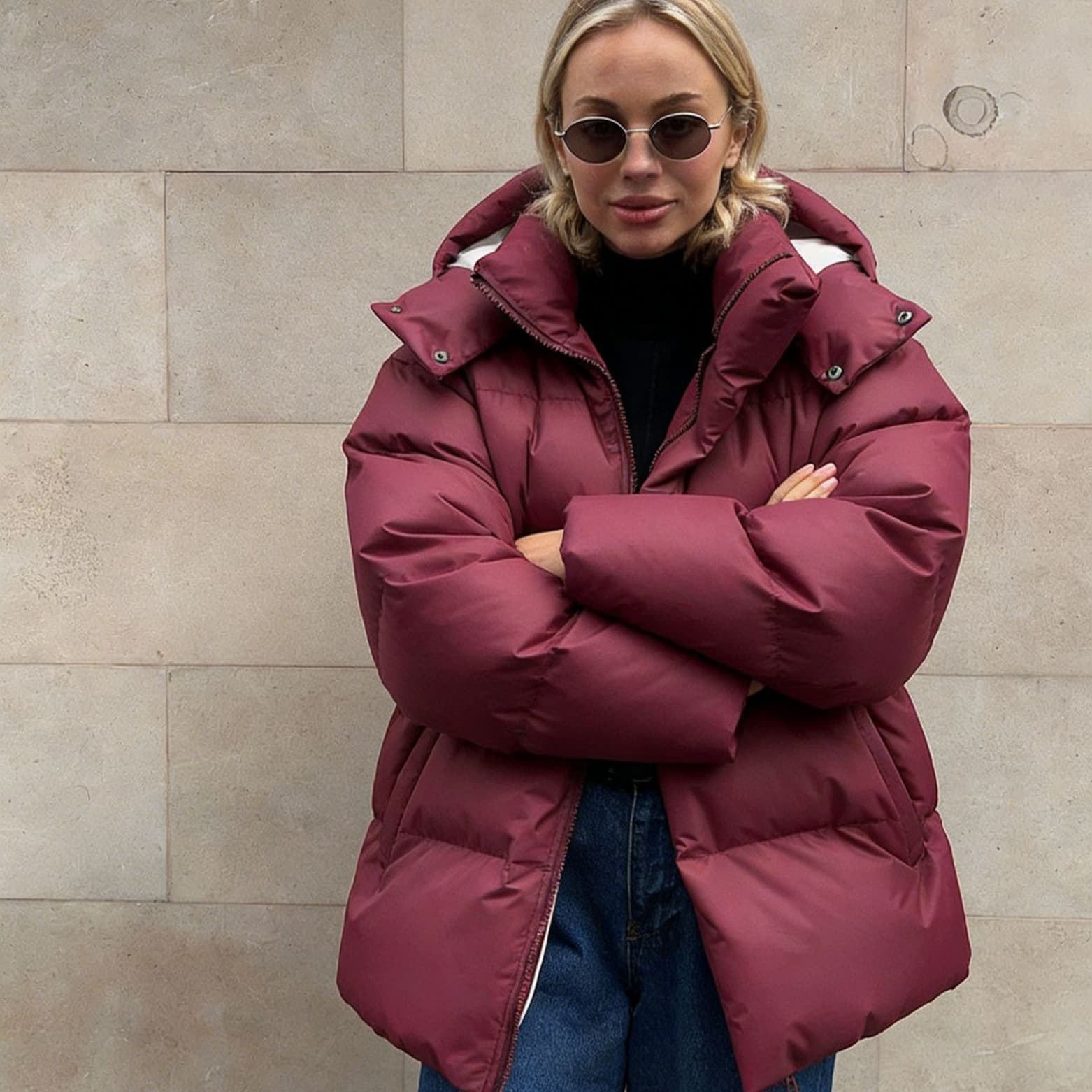 Cross-border cotton jacket for women 2025 winter new European and American cotton jacket loose cotton jacket solid color hooded cotton coat
