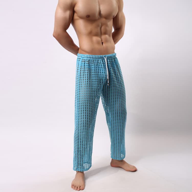 Hollow trousers new fashion men's sexy mesh trousers men's casual sexy hollow trousers wholesale