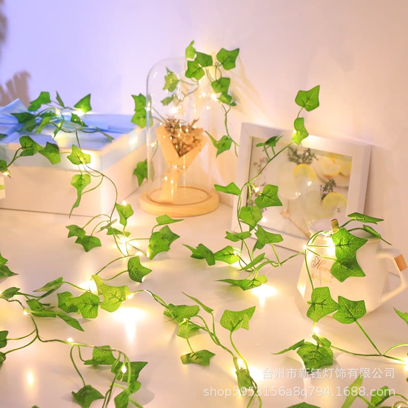 New Boston Ivy Green Leaf Vine String Lights Outdoor Solar Waterproof Garden Courtyard Decoration Bedroom Scene Fairy Lights