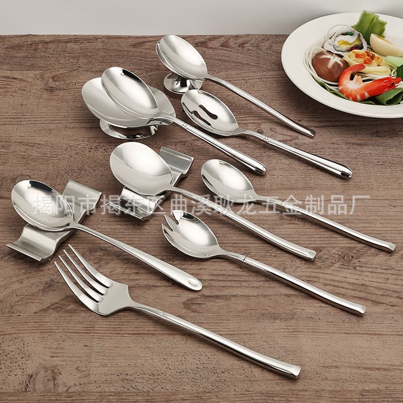 Extra-Thick 304 Stainless Steel Serving Spoon for Public Serving, Hotel Restaurant Commercial Anti-Slip Long Handle Soup Spoon Wholesale