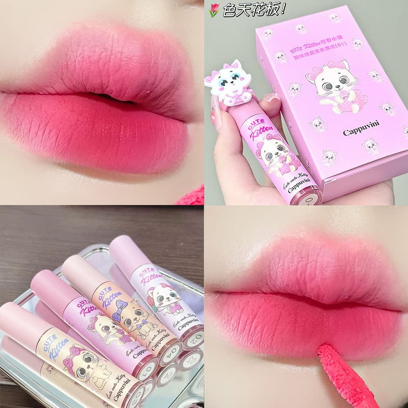 Cappuvini gift box single cat lip mud milk cake lip cream summer lip glaze lipstick matte student affordable price