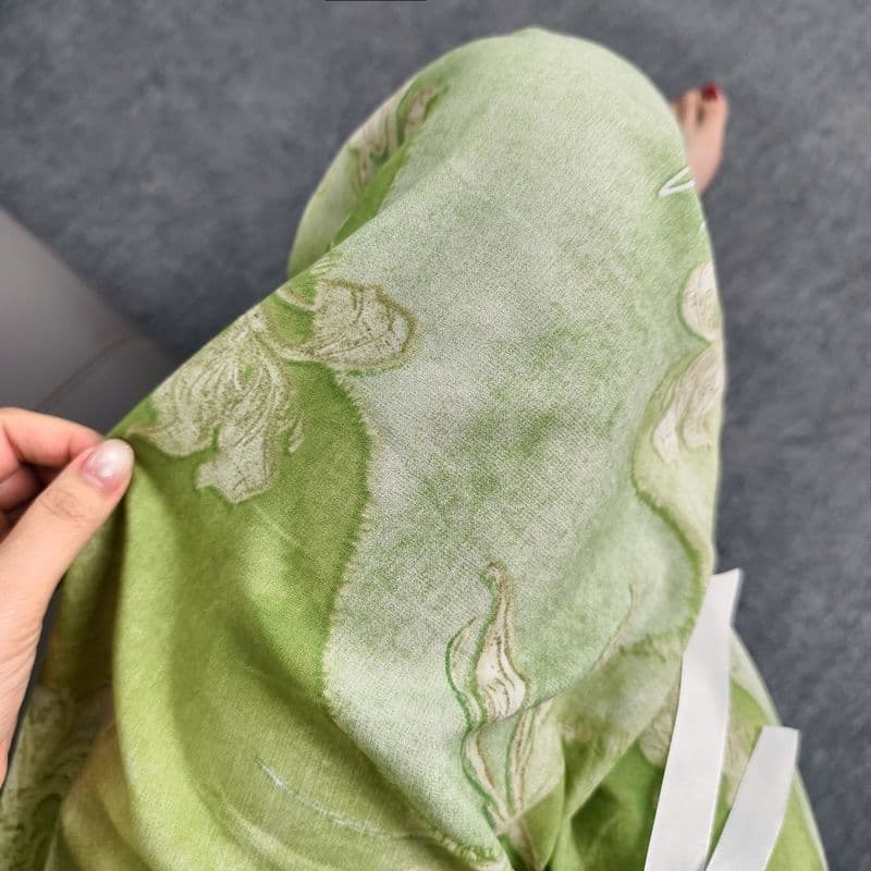 Cotton silk wide-leg pants summer nine-point home pants women's large size artificial cotton loose thin style breathable floral can be worn outside