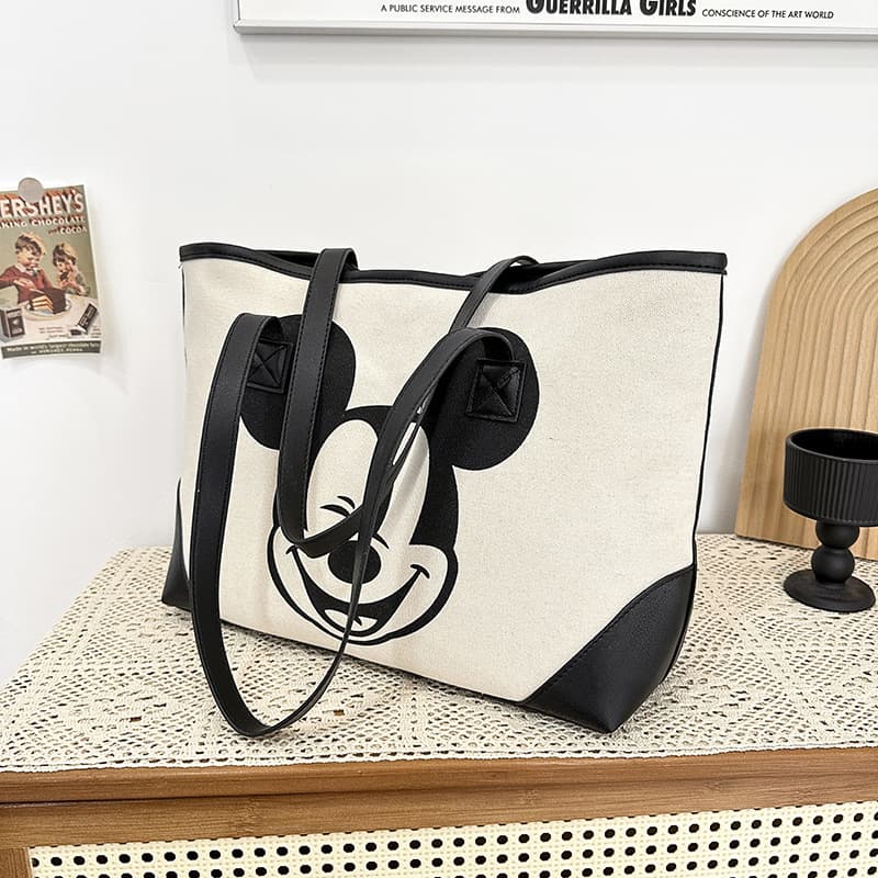 Mickey Fashionable New Large Capacity Canvas Shoulder Bag Cartoon Daily Casual Work Commute Tote Handbag