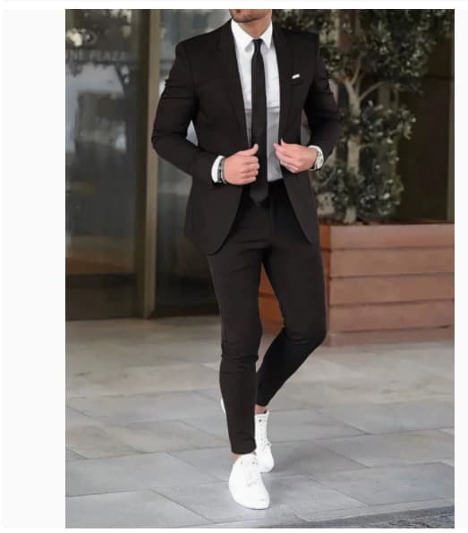 2026 Cross-border European and American Men's Business Casual Suit Set, Men's Wedding Groom Slim Fit Two-Piece Suit