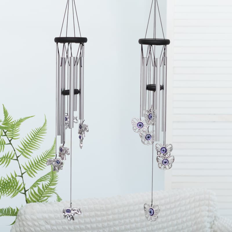 Cross-border Middle East popular metal aluminum tube wind chime Devil's Eye indoor decoration office wooden crafts pendant