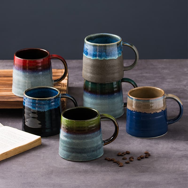 Creative Kiln-Transformation Mug Retro Large Capacity Ceramic Office Coffee Cup Tea Cup Water Cup Wholesale