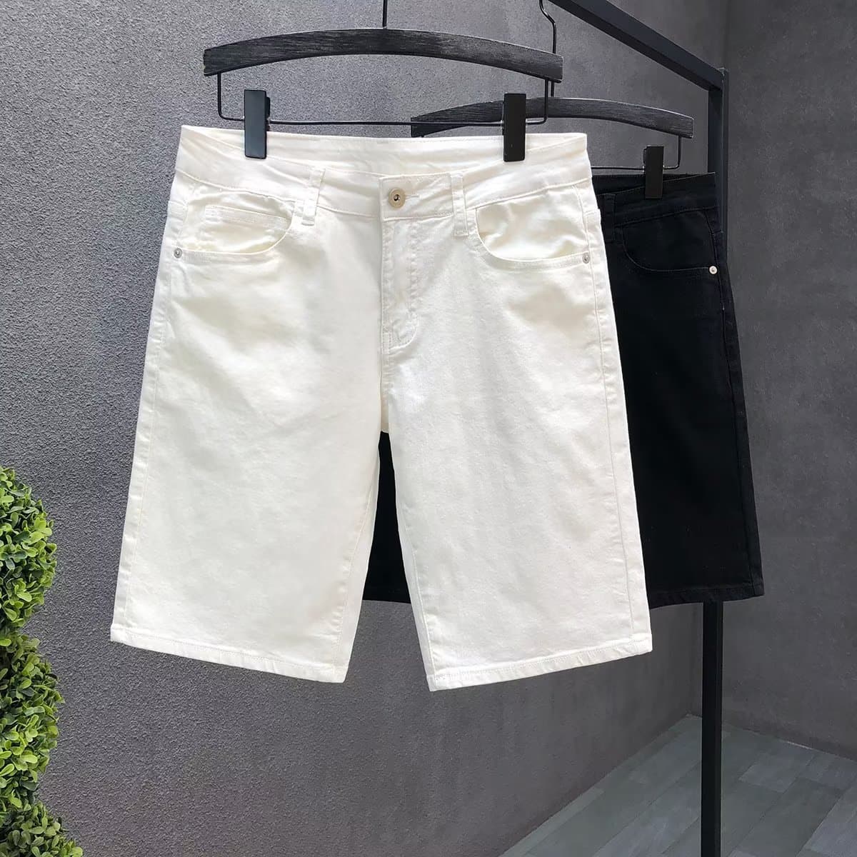 Stylish Young Men's Denim Shorts Summer Thin 2024 New Arrival Men's White Five-Point Denim Pants