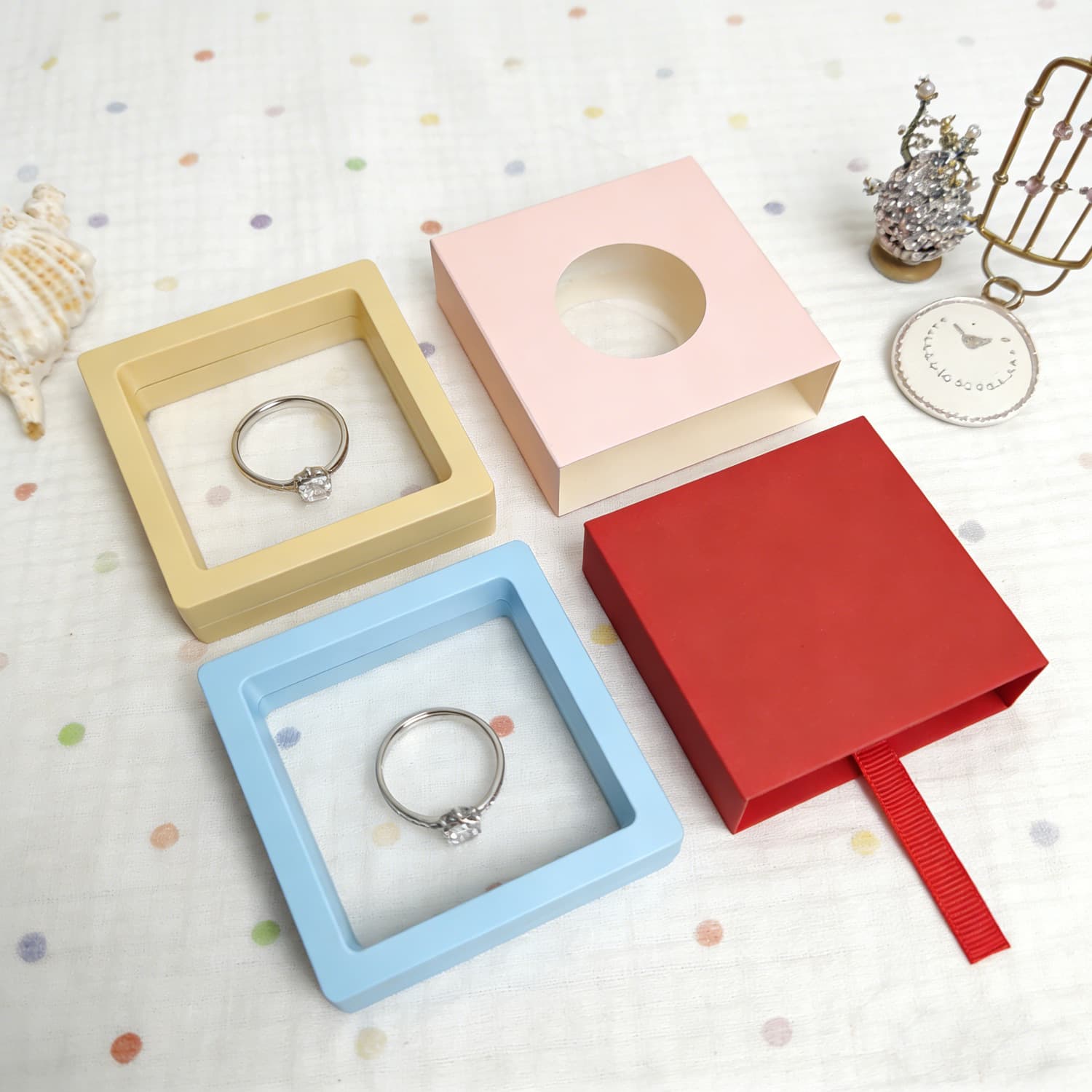 Floating Transparent PE Film Jewelry Box, Dustproof and Anti-Oxidation Drawer Box, Wholesale Ring and Necklace Jewelry Box