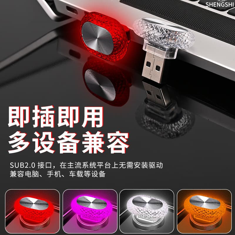 Car USB Angel Eye Ambient Light, Home LED Atmosphere Light, Universal Plug-and-Play Vehicle Interior Decorative Night Light