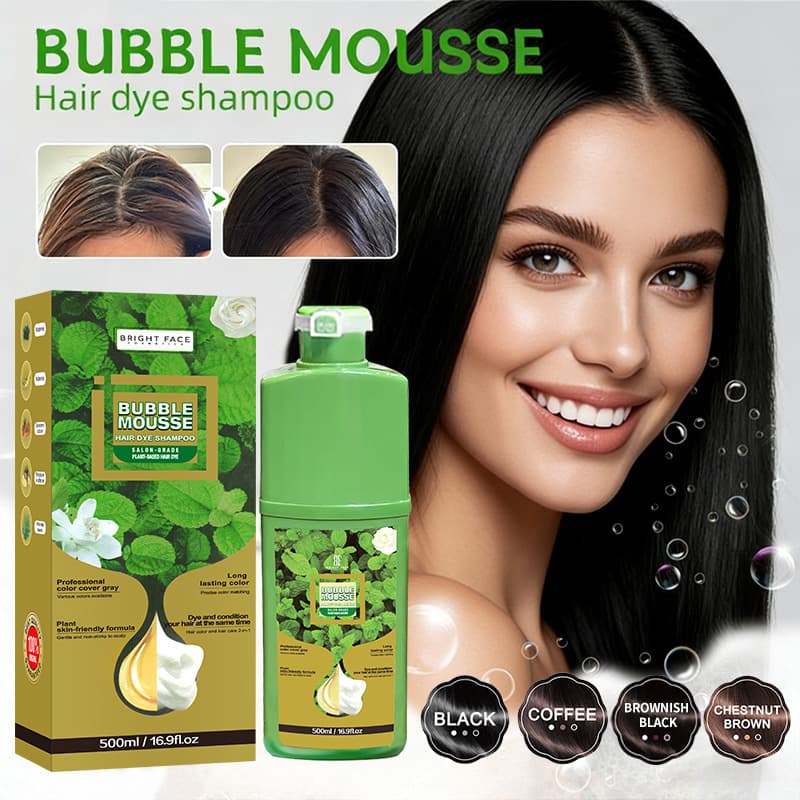Cross-border English Covering White Hair Hair Dyeing Shampoo Green Bottle Bubble Hair Dye Green Material Hair Dye