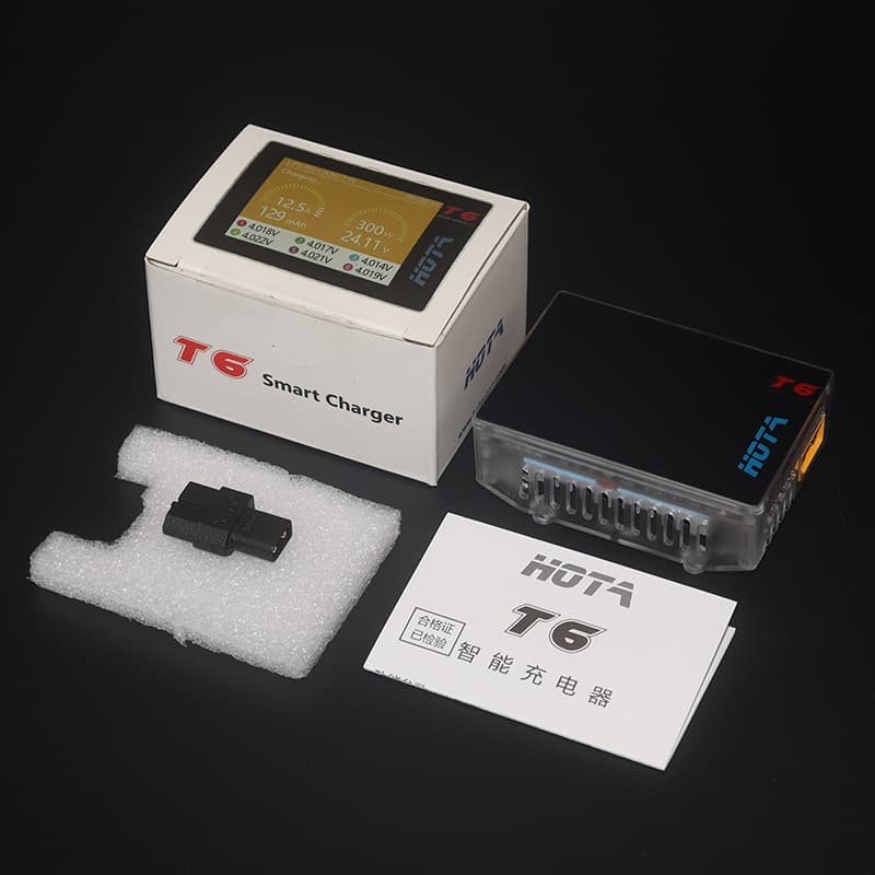 HOTA T6 First PD QC Fast Charge Input RC Lipo Battery Balance Charger 1-6S 300W 15A