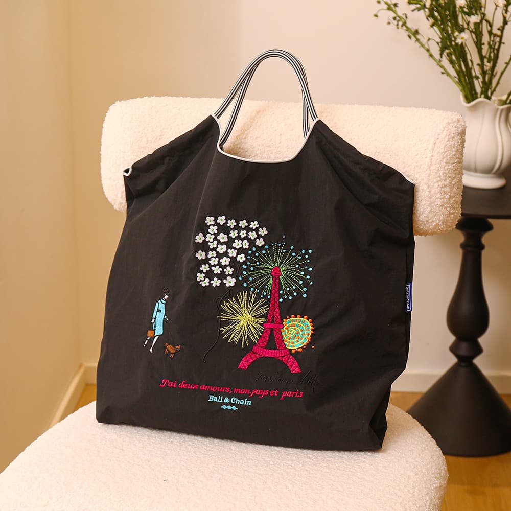New Niche Versatile Ball Chain Embroidered Eco-Friendly Nylon Shoulder Shopping Bag Handbag Large Capacity Crossbody Bag