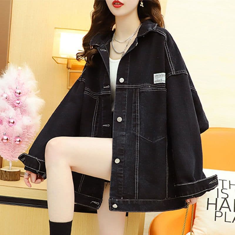 Women's Denim Jacket Short Loose Fit Hong Kong Style Slimming French Oversize Plus Size Top Jacket