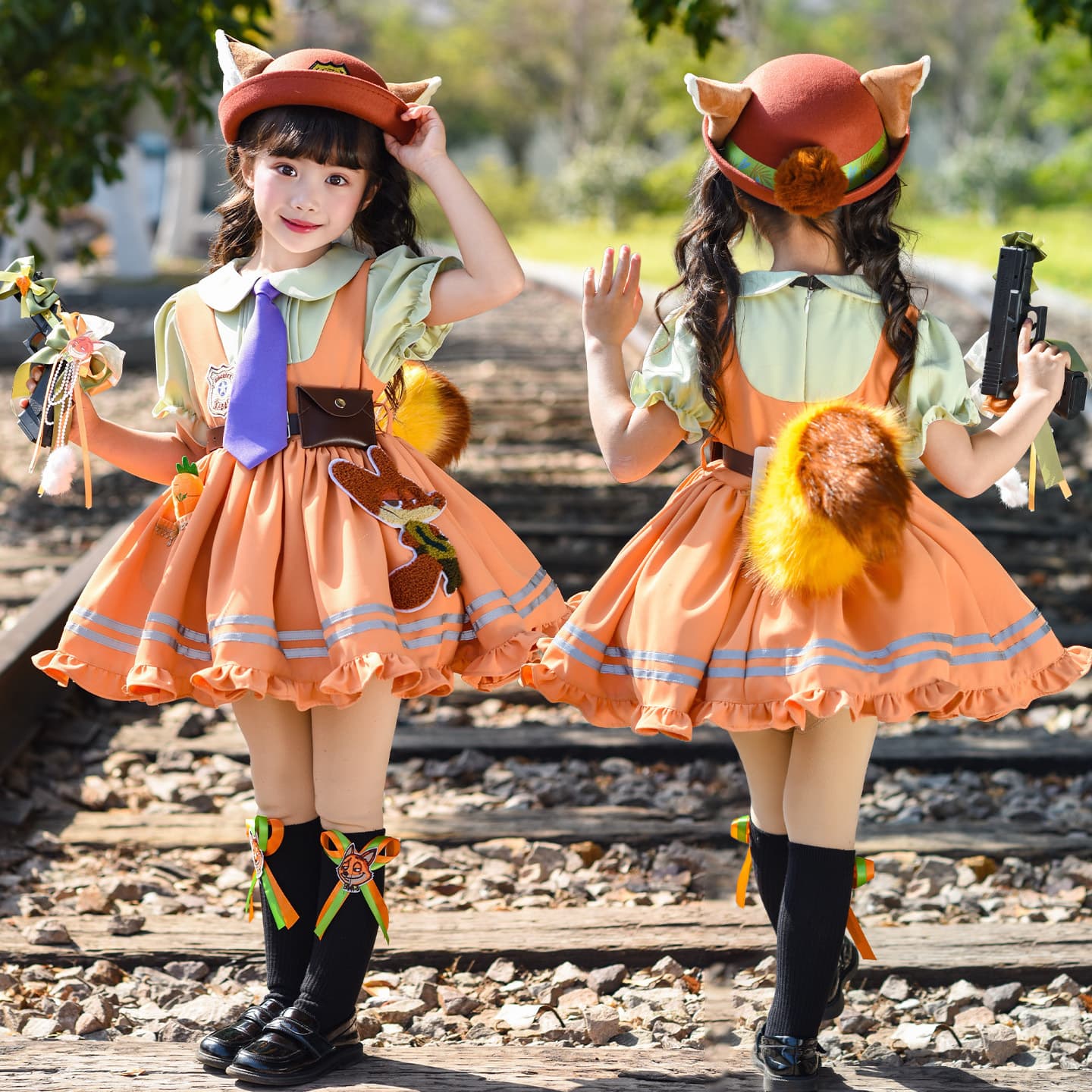 Girl's Nick Rabbit Police Officer Dress Summer 2026 New Children's Lolita Princess Dress Birthday Gown