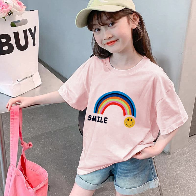2025 Summer New Style Children's Short Sleeve T-Shirt for Middle and Older Kids, Loose and Simple Top, Baby Versatile Pure Cotton Undershirt