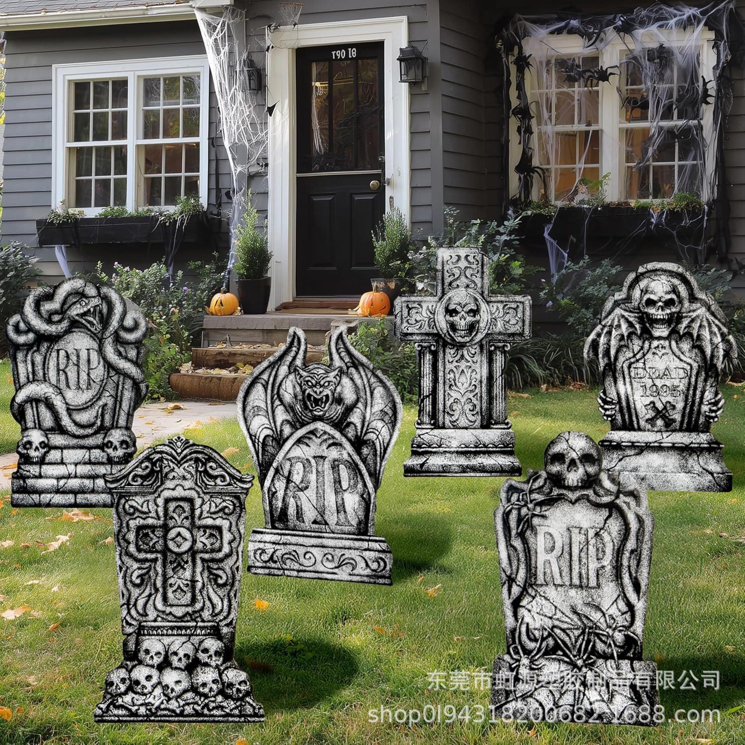 New Cross-Border Halloween Ground Sign Outdoor Yard Horror Skeleton Tombstone Party Decoration Stake