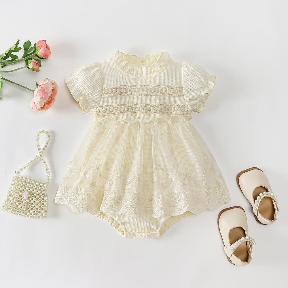 Summer Thin Baby Clothes Jumpsuit Covered Skirt Baby Super Cute Princess Full Moon Hundred Days Lace Harness Versatile