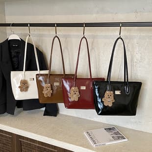 Cross-border Trendy Vintage Handheld Tote Bag Women's 2026 Summer New Solid Color Simple Shoulder Bag Commuter Underarm Bag