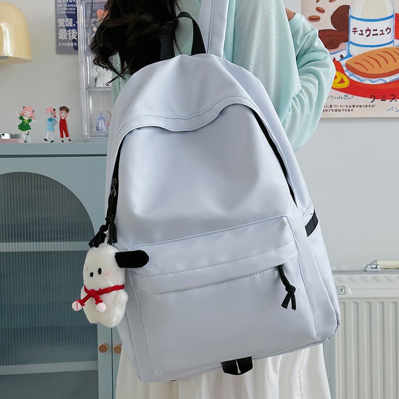 Large Capacity Travel Backpack Solid Color Simple Casual Japanese Style for Middle School High School College Students Versatile Schoolbag