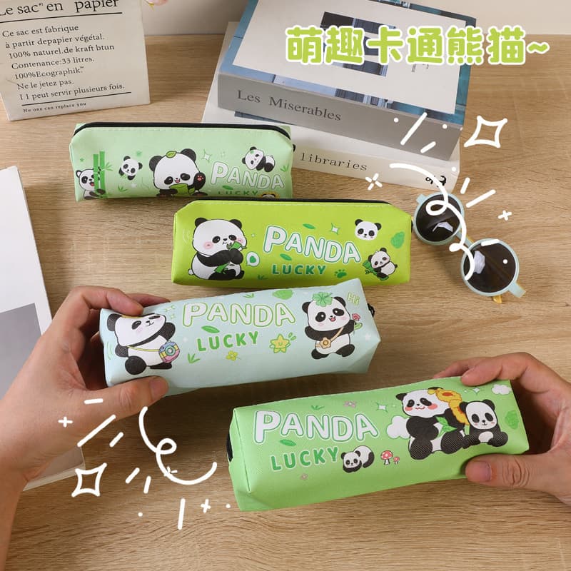 Cartoon Pencil Case Leather Storage Bag For Students And Artists Drawing Tools Organizer With Zipper Closure Versatile Gift