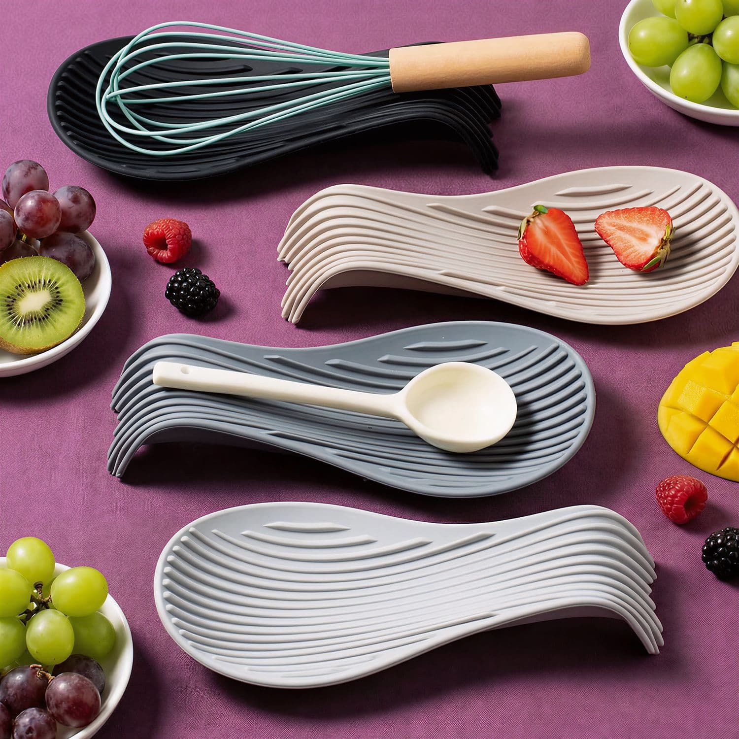 Spoon Rest Thickened Non-Slip Silicone Spoon Holder Pot Spacer Ladle Tray Kitchen Gadget Ladle Pad Wholesale