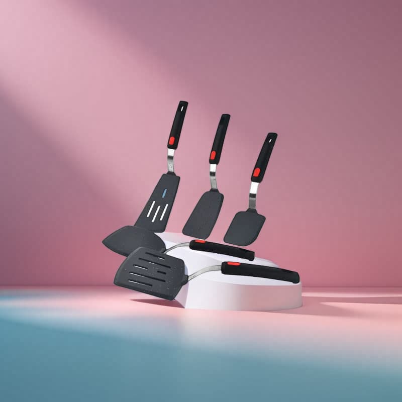 Spring Steel Non-Stick Spatula for Teppanyaki, Steak, Fish, Tamagoyaki, High Temperature Resistant Kitchen Cooking Spatula