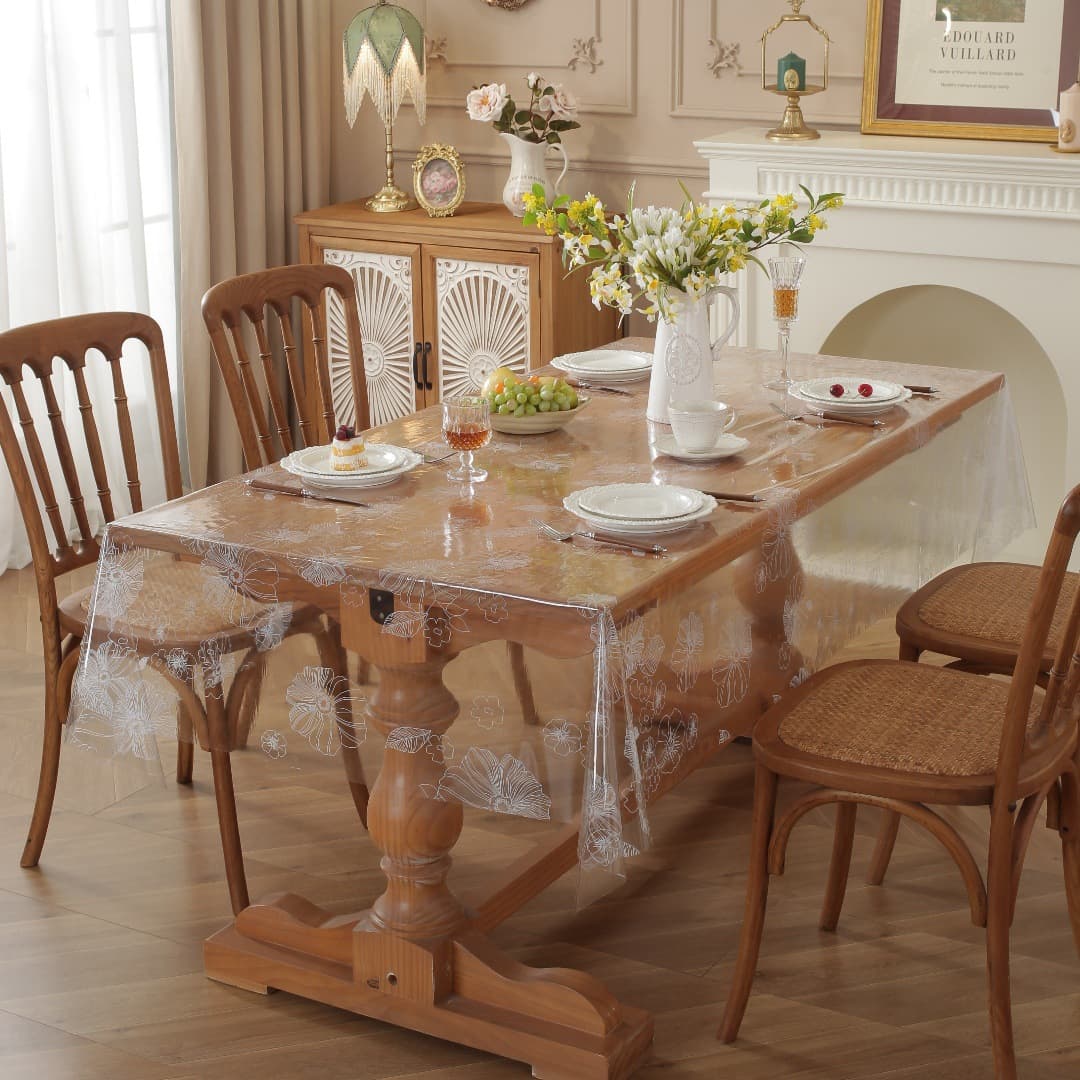 New Amazon 0.13mm PVC Clear Printed Waterproof and Oil-Proof Tablecloth Wholesale Living Room Decorative Table Cover