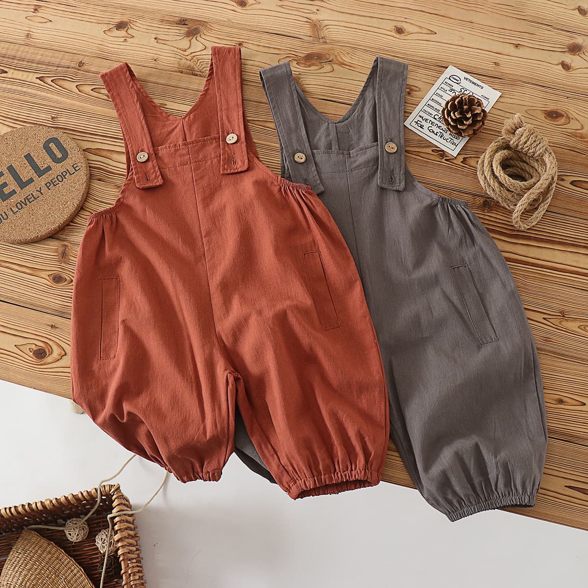 Retro Forest Style Baby Boys Cotton Overalls Thin Pure Cotton 7-Part Pants Summer Trendy Children's Clothing And Accessories