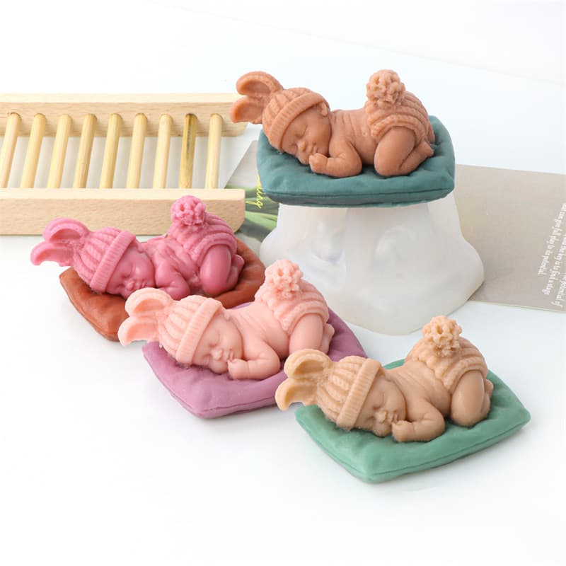 Baby Sleeping on His Stomach Silicone Candle Mold DIY Mother's Day Sleeping Baby Homemade Mousse Chocolate Cake Mold