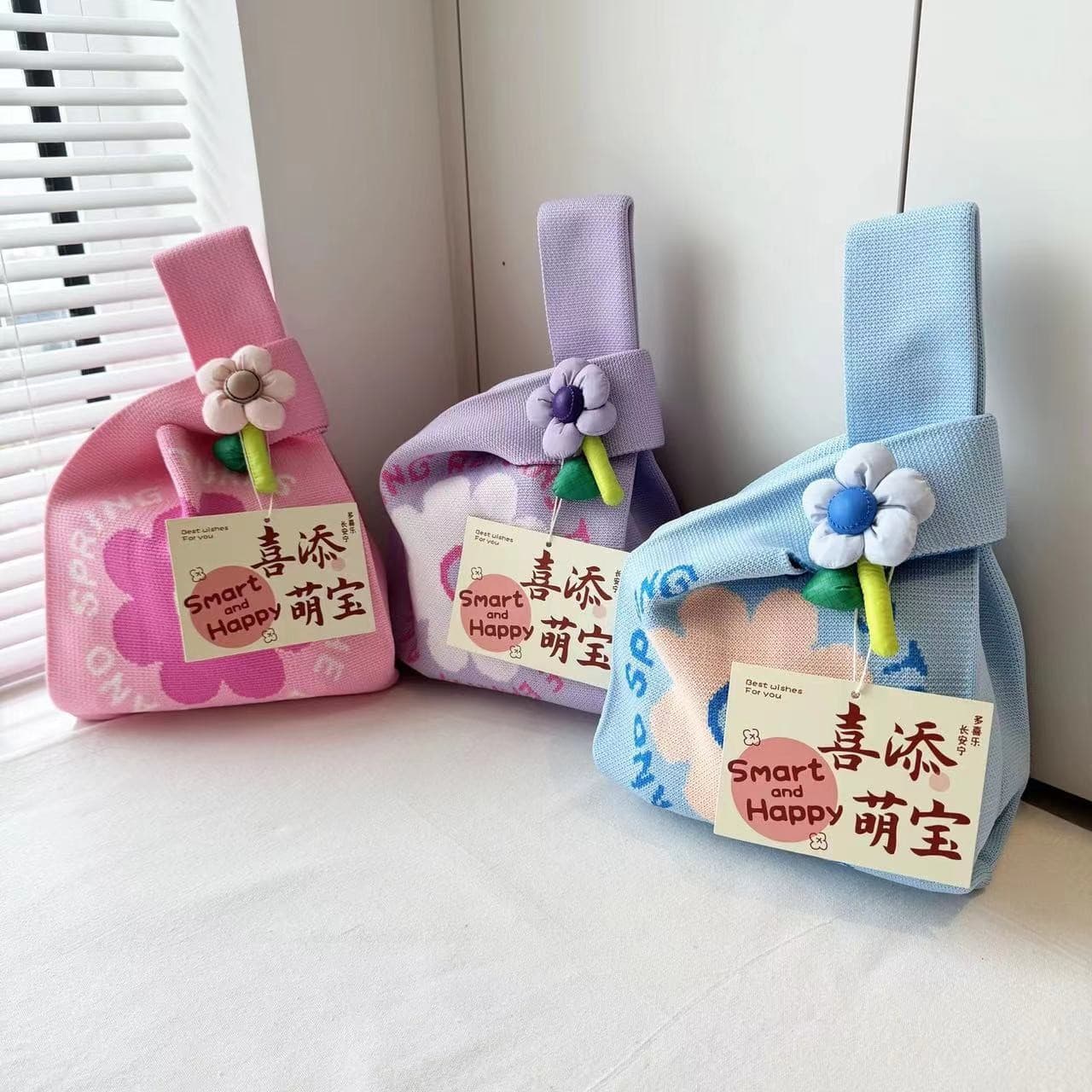 Fashionable Gift Bags for Outings, Knitted Bags for Baby's 100-Day Banquet, Woven Bags for Wedding Candy, Handbags