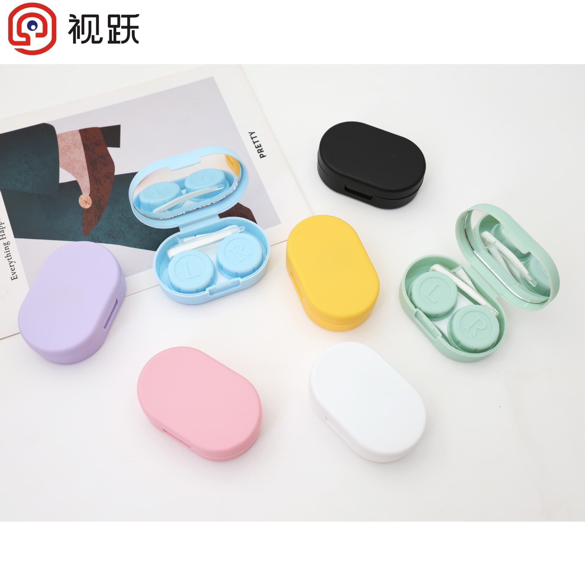 Contact Lens Case Factory Wholesale Cute Student Compact Portable Rubber Paint Texture Supports Various Processing